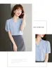 Mädchen Trend Hemd Rüschen Kurzarm V-ausschnitt frauen Bluse Büro Hemd Sommer Chiffon Hemd Mode Lässig Dame Tops