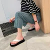 Black Women Chunky Platform Thong Sandal Toe Post Flip Flops Summer Essential Y0721