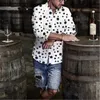 Polka Dot Erkek Tasarımcı Gömlek Moda Trend Sonbahar Uzun Kollu Rahat Hırka Düğmeleri Gömlek Erkek Homme Tüm Maç Giyim