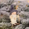 Рождественские елки орнамент кулон мини-кукла рождественские украшения статуэтка деревянные лыжи игрушка санта снеговика кукла Xmas украшение отеля XVT1160