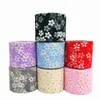 DWWTKL Mesh Tulle Ribbon Party Decoration Netting Fabric Roll with Flowers for Crafts Valentine's Day Wedding Birthday Christmas Gift Bow Packing