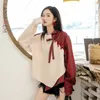 LANMREM 2021 Autumn New Sweater Sets Of Women Loose Thick Retro Temperament Stitching Long-sleeved Sweater 19B-a477 X0721