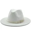 Breda brim hattar kvinnor män ull filt jazz fedora panama stil cowboy trilby party formell klänning hatt stor storlek gul vit 5860 cm a7753375