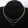 Moda Çift Katmanlı Boncuk Zinciri Hollow Daire Kolye Kolye Kadınlar Için Basit Geometrik Kadın Trendy Chokers Kolye