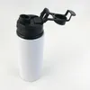 Portátiles 600 ml Sublimación Blancos 20oz Botella de agua Deporte Taza de aluminio Taza de aluminio Boca amplia Tazas de consumición con tapas 4 colores