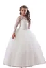 Långärmade designer Kids 'Dresses Lace Flower Girl Dress Jewel Golv Längd Liten Tjej Pagant Ball Klänning Formell Tillfälle Slitage