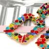 DANNGLE LANDELIER Arriver Boucles d'oreilles en cristal coloré de métal Géométrie Colorfo-Crystal Haute Qualité Fashion Tendance Bijoux Accessoires pour femmes