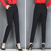 Pantalones elásticos de cintura alta sueltos para mujer harem cago streetwear negro cargo capris pantalones coreanos de talla grande 210608