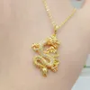 Hot Micro Inlaid Zircon Dragon Pendant Chain 18k Yellow Gold Fuded Womens Mens Pendant Necklace Present Present