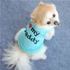 14 couleurs vêtements pour chiens chemises en coton pour animaux de compagnie j'aime ma maman maman papa papa vêtements de sublimation été chien slogan costume mignon coeur gilet pour petits chiens T-shirt L Orange A50