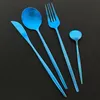 Dermware sätter 16st blå matt bestick set 18/10 rostfritt stål kök bestick kniv gaffel sked silverwaretableware