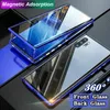 Moda Ince Metal Manyetik Adsorpsiyon Cep Telefonu Kılıfları Samsung Galaxy S21 Ultra Artı HD Temizle Çift Taraflı Temperli Cam Darbeye Dayanıklı Kabuk 360 Tam Vücut Kapak