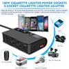 TR24 Cars Charger Quick Charge 3.0 Cigarette Lighter Splitter 12V/24V 3-Socket 180W ON-OFF DC Power Car Splitter with 4-Port USB