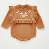 Lente en herfst baby meisjes trui geborduurde kinderkleding Siamese bodysuits klimmen kleding meisje 210702
