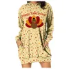 Basic Casual Dresses Casual Dresses 3xl Thanksgiving Day Women's Autumn Letter Printed Long Sleeve Sundress Sexy Plus Size Dress Vestido Robe