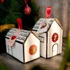 24sets 화이트 하우스 모양 사탕 상자 Xmas 파티 장식 선물 상자 출현 달력 번호 스티커 DIY 포장 용품 H1231