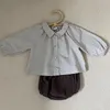 Kleding sets 2021 lente zomer baby baby meisjes lange mouw pure kleur shirt + shorts pak kids meisje kleding