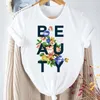 Camisetas femininas T-shirt feminino Mulheres Butterfly Elegant 90s Impressão de impressão fofinha Prind Roupos femininos Tops Moda de camiseta curta