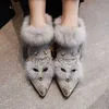 kaninchen pelz high heels stiefel