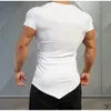 Мускулистые парни мода фитнес футболки бодибилдинг фитнес бренд тренажерный зал одежда хлопок мужская с короткими рукавами футболки тренировки 210304