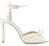 Summer Luxurious Brands Sacora Dress Zapatos de perlas blancas Bombas de cuero Lady Stiletto Tobillo Correa de la boda de novia Eu35-43. Con caja