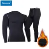 Fanceey Intimo termico invernale da uomo Tenere al caldo Mutandoni da uomo Fitness Compression Intimo Thermo Canotte Leggings Fleece 201106