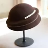 Woolen Damen Baskenmütze Bankett Perlenkette Dekoration Temperament Hut für Kinder