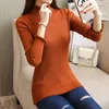 Women's Sweaters Women Sweater Pullover Basic Rib Knitted Cotton Tops Solid Turtleneck Jumper Long Sleeve Korean Slim-fit Tight