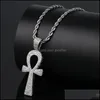 Pendant Necklaces & Pendants Jewelry Iced Out Egyptian Ankh Key Necklace With Chain 2 Colors Fashion Mens Hip Hop Y1220 Drop Delivery 2021 H