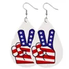 Orecchini a goccia in ecopelle da donna Bandiera americana Accessorio per gioielli USA patriottico Giorno dell'indipendenza Pelle stampata fronte-retro X0709 X0710