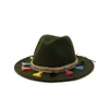 hiver femmes chapeaux large bande solide corde corde de cow-boy muticolor fedora chapeau décontracté vintage extérieur vert fedora chapeaux neuf