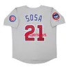Maglia da strada grigia personalizzata Sammy Sosa 1993 cucita con toppa della squadra aggiungi nome numero maglia da baseball