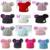 Kid Knit Crochet Beanies Chapéu Meninas Macio Duplo Bolas de Inverno Quente Chapéu 13 Cores Ao Ar Livre Bebê Pompom Caps Xcawe