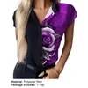 T-shirt da donna Tshirt Rose Stampa floreale Donna Elegante scollo a V Colore abbinato Manica corta Estate Maglietta da donna Abbigliamento femminile Phyl22