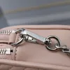 핑크 직사각형 여성의 어깨 가방 럭셔리 디자이너 능직 재봉 미니 지갑 지퍼 및 버클 디자인 지갑 금속 체인 레이어