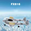 FX-816 World War II Air Force P38 RC Airplane 2.4GHz 4CH RC Aircraft Fixed Wing Outdoor Flight Drone For Kid Toys Birthday gift 211026