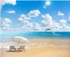 壁紙注文PO壁画3D壁紙美しいハワイアン砂のビーチの波の風景ルームロールの壁3 d