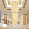 LED-Kronleuchter aus amerikanischem, modernem Gold-Kristall, europäische A-Klasse-K9-Kristall-Kronleuchter, langes, luxuriöses, glänzendes Droplight, Durchmesser 70 cm, Höhe 200 cm