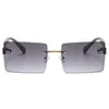 Gafas de sol sin montura rectangulares para mujer 2021 gafas de sol Punk Vintage marco grande degradado negro gafas UV400