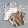 Erkek Bebek Yaz Giysileri Bebek Yenidoğan Yumuşak Üst + Şort 2 Adet Setleri Çocuk Kız Kısa Kollu T-shirt Pantolon Katı Renk Giyim Suit G1023
