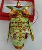 Handmade Cloisonne Enamel Animal Owl Pendants Ornaments Home Decoration Christmas Tree Hanging Decor Keychain Bag Charms Gifts