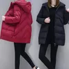 Dames down parkas dames mode lange winter katoenen jas jas jas lady vrije stijl pocket capuchon warme jassen chamarras de mujer