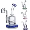 5,5 pollici Viola Verde Blu Rosa Mini Bubbler Bong in vetro per acqua Shisha Recyler Fumatori Narghilè 14mm Banger Disponibile