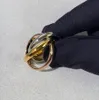 trinity serie ring Tricolor 18K guldpläterat band vintage smycken officiella reproduktioner retro mode avancerade diamanter utsökt gåva högkvalitativa Ringar varumärke