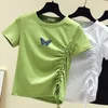 O Cou Sexy À Manches Courtes Crop Tops Femmes D'été Harajuku Casual Imprimer Vert Tee Shirt Blanc Chemises Femmes 210604