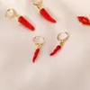 Ciondola il lampadario Gold Filled Red Smalto Drop Orecchino 2022 Trend Wedding Gift Lip Chili Pepper Delicato gioielli moda donna