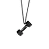 Personality Titanium Barbell Pendant Necklace Fashion Men Women Dumbbell Sport Necklaces Jewelry Rose Gold Silver Black
