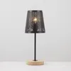 Lampa nocna oygroup z drewnianym czarnym metalowym drążkiem i pustą lampą stołową E14 do sypialni biuro dziewczęce Dorm DIN4534800