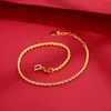 YUNLI Real 18K Gold Twisted Bracelet Simple Style Pure AU750 Adjustable Hemp Rope Chain for Women Fine Jewelry Gift