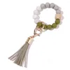 Festives Tassels Bois Perles Keychain Perles Silicone Bracelet Préparez-vous Cuir Porte-clés Porte-bracelet Grade Grade T2I52991